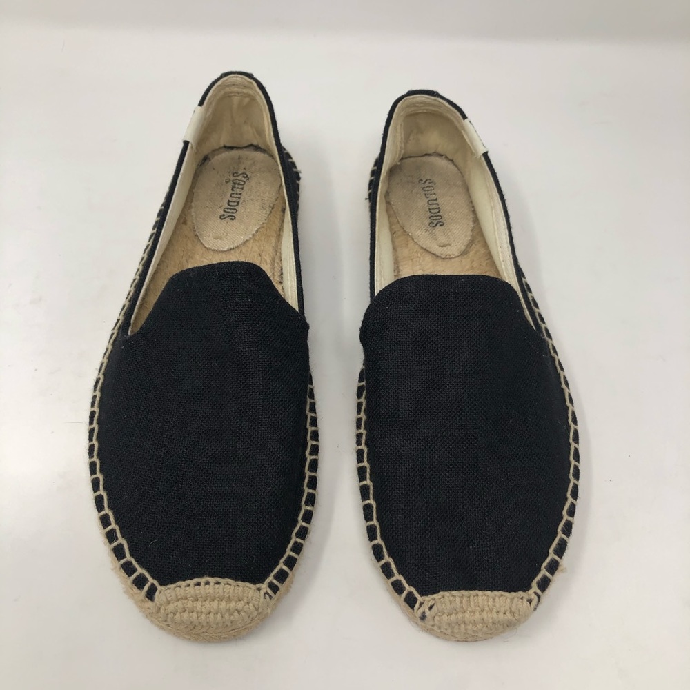 Soludos, 9, Black, Beige, Slip On, Espadrilles